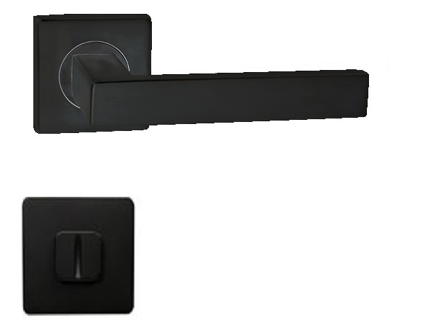 Klika rozetová QUADRA, černá matná, WC zámek