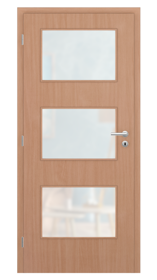 Dveře SMART 6, dekor buk, provedení 80 levé, sklo satinato