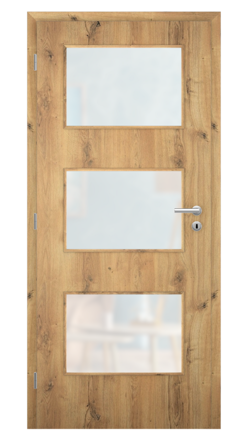 Dveře SMART 6, dekor dub forest, provedení 80 levé, sklo satinato