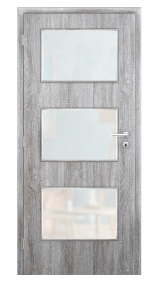 Dveře SMART 6, dekor dub archico, provedení 80 levé, sklo satinato