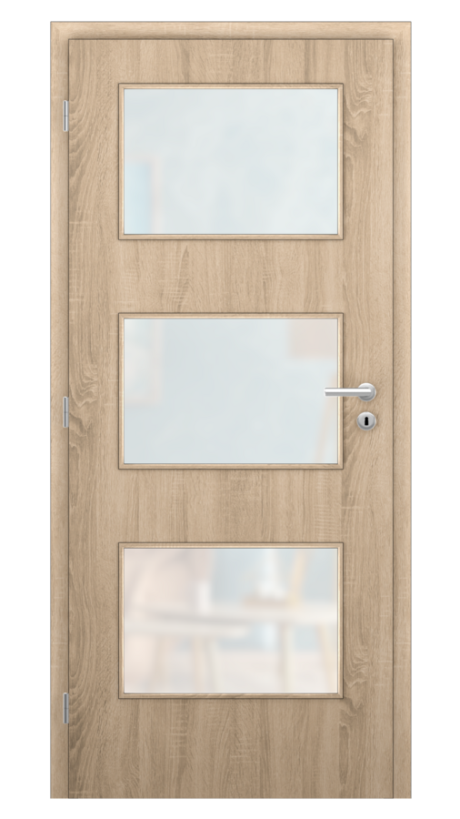 Dveře SMART 6, dekor sonoma, provedení 80 levé, sklo satinato