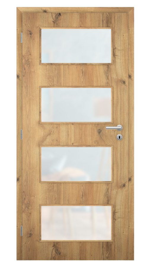 Dveře SMART 17, dekor dub forest, provedení 80 levé, sklo satinato