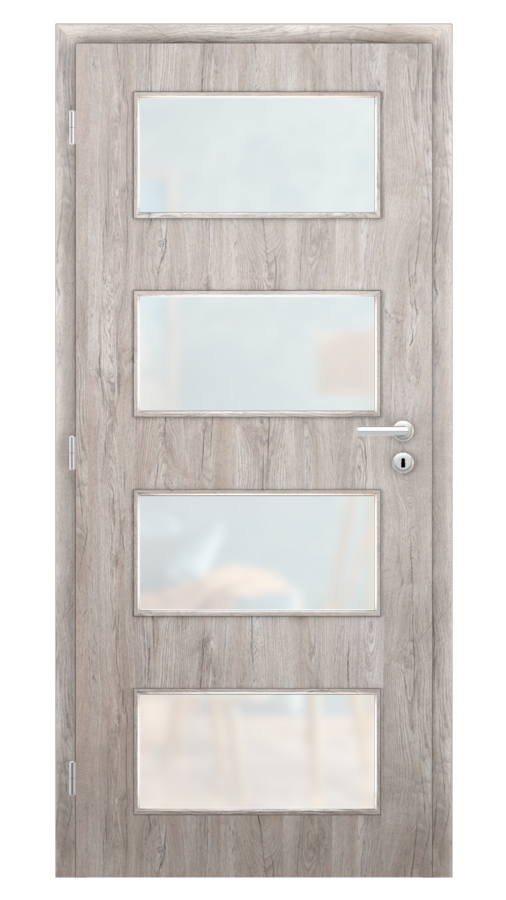 Dveře SMART 17, dekor dub alpský, provedení 80 levé, sklo satinato