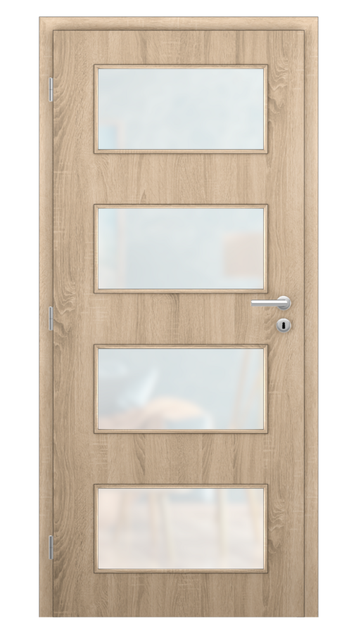 Dveře SMART 17, dekor sonoma, provedení 80 levé, sklo satinato