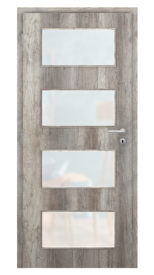 Dveře SMART 17, dekor dub canyon, provedení 80 levé, sklo satinato