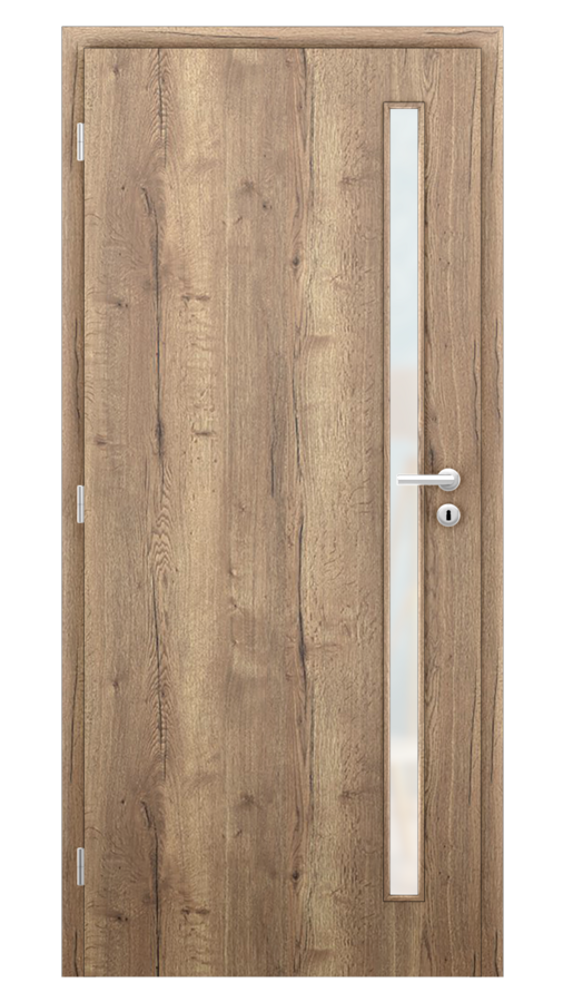 Dveře SMART 20, dekor dub halifax, provedení 80 levé, sklo satinato