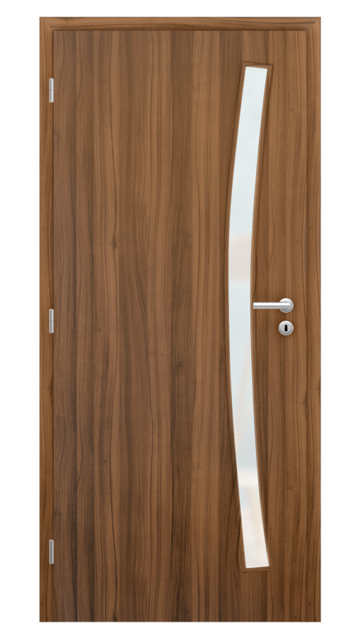 Dveře SMART 21, dekor ořech, provedení 80 levé, sklo satinato