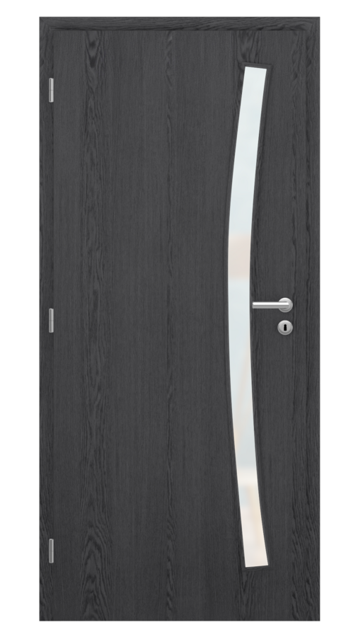 Dveře SMART 21, dekor dub dark grey, provedení 80 levé, sklo satinato