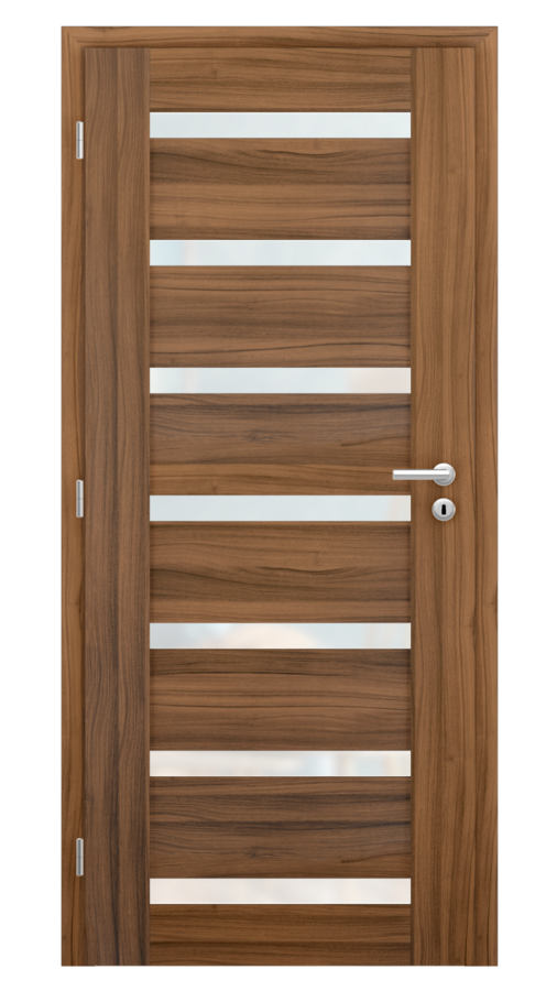 Dveře VIVA 60, dekor ořech, provedení 80 levé, sklo satinato
