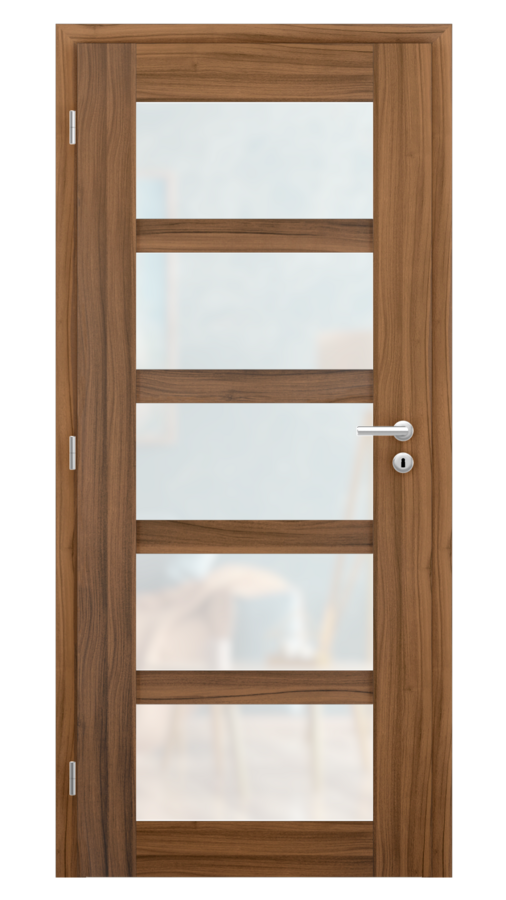 Dveře VIVA 65, dekor ořech, provedení 80 levé, sklo satinato