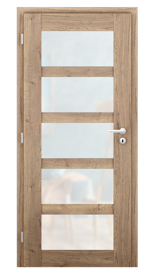 Dveře VIVA 65, dekor dub halifax, provedení 80 levé, sklo satinato