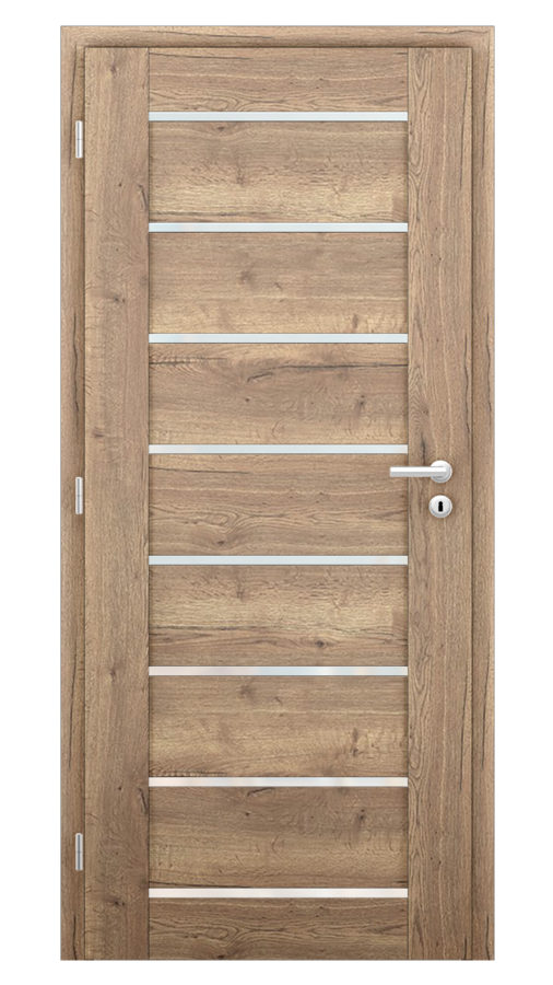 Dveře VIVA 70, dekor dub halifax, provedení 80 levé, sklo satinato