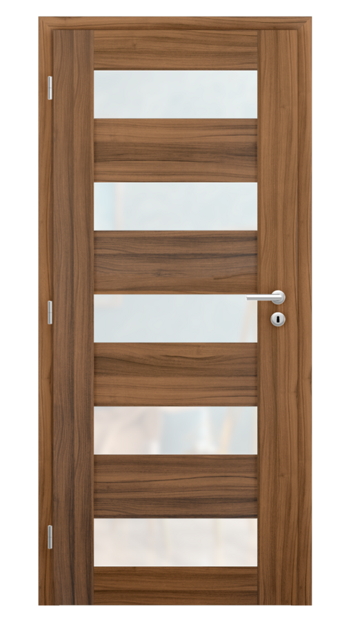 Dveře VIVA 75, dekor ořech, provedení 80 levé, sklo satinato
