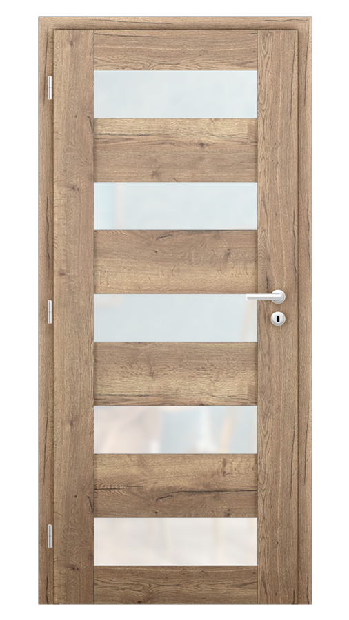 Dveře VIVA 75, dekor dub halifax, provedení 80 levé, sklo satinato