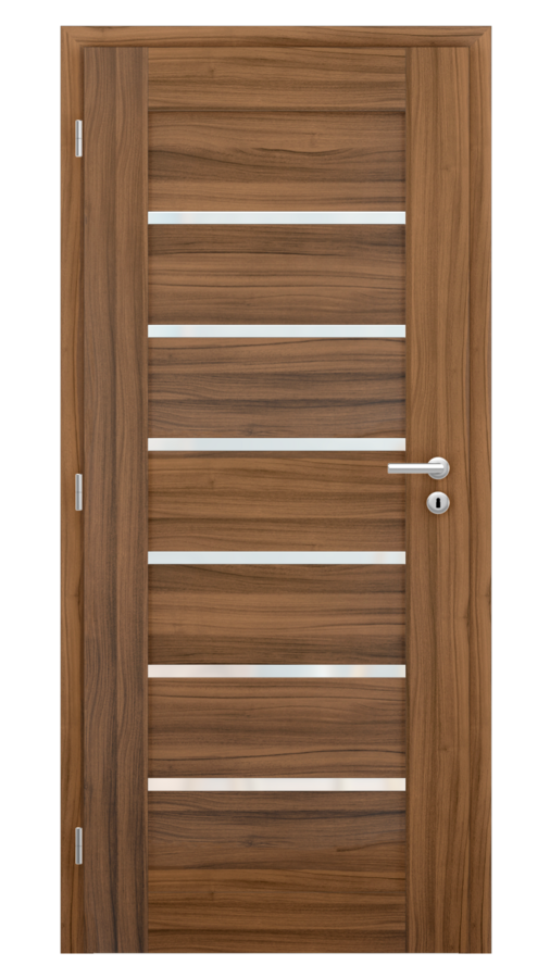 Dveře VIVA 80, dekor ořech, provedení 80 levé, sklo satinato