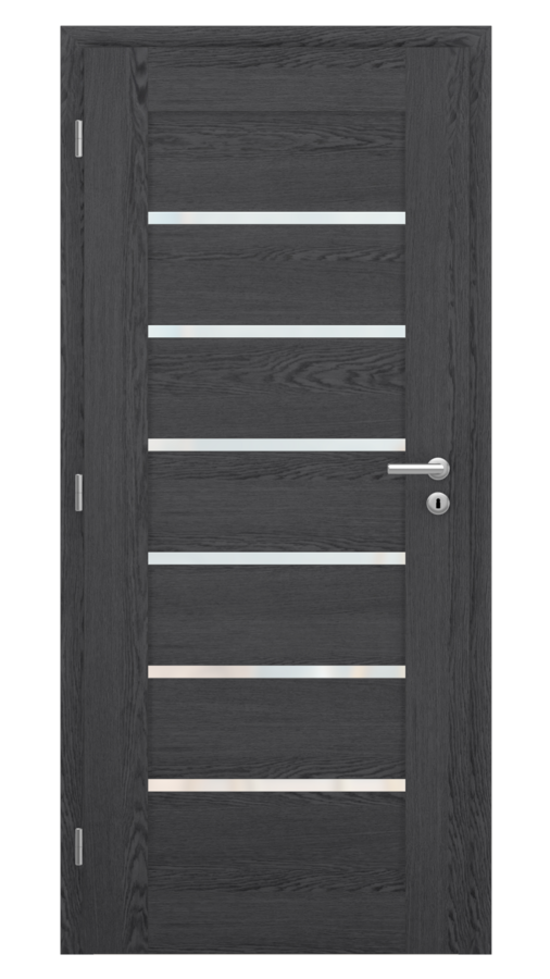 Dveře VIVA 80, dekor dub dark grey, provedení 80 levé, sklo satinato