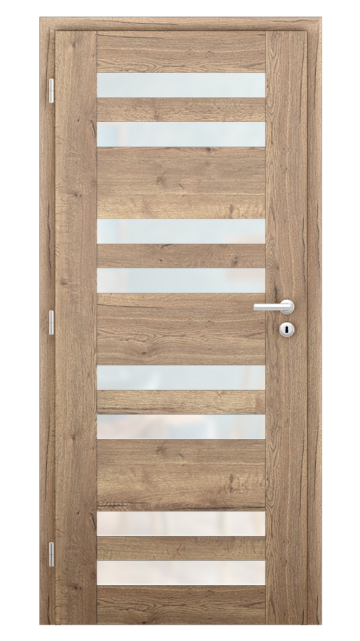 Dveře VIVA 90, dekor dub halifax, provedení 80 levé, sklo satinato