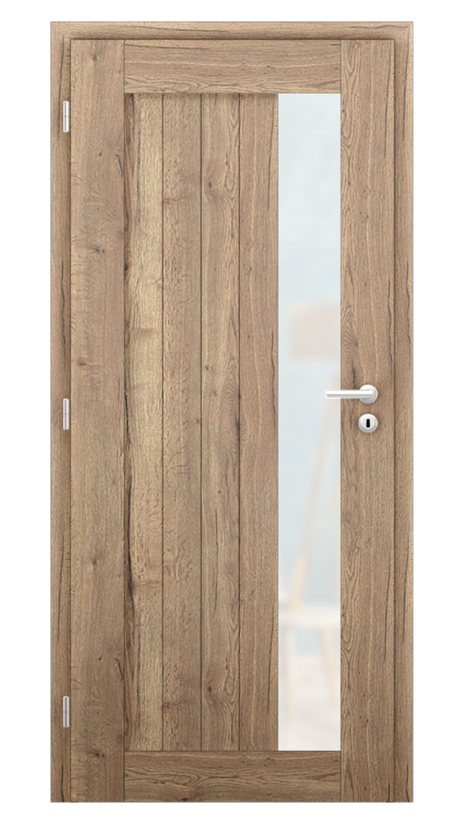Dveře VIVA 95, dekor dub halifax, provedení 80 levé, sklo satinato